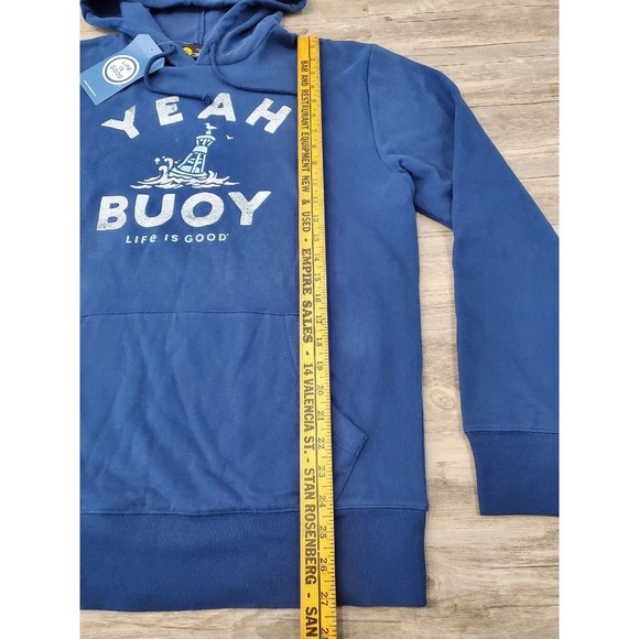 Life Is Good Yeah Buoy Hoodie Sweatshirt Soft Cotton Mens Sz M Navy Blue NEW NWT - Picture 6 of 14